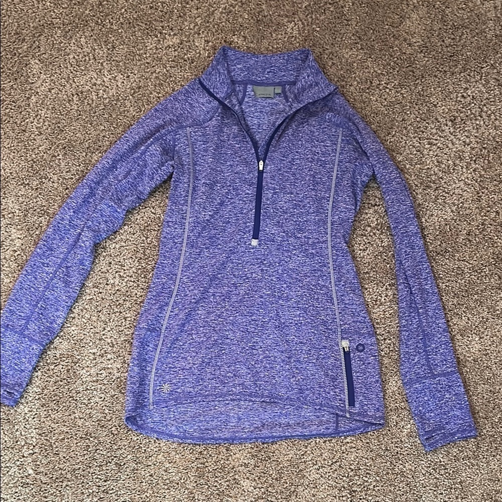 Athleta Heathered Purple Quarter-Zip Top